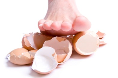 Walking on eggshells